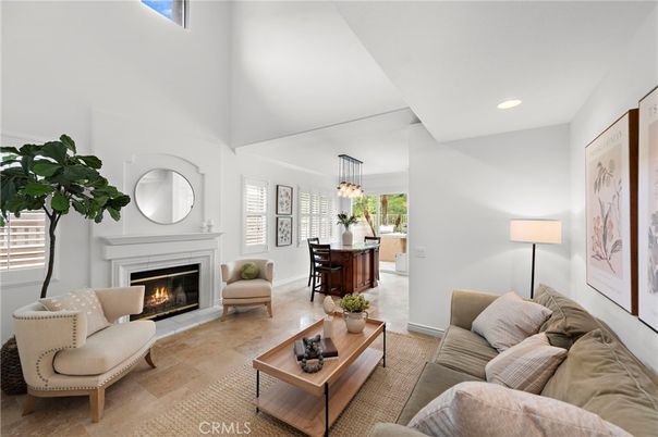 Dining room, Fireplace, Interior, Living room, Pendant Lights, Recessed Lighting