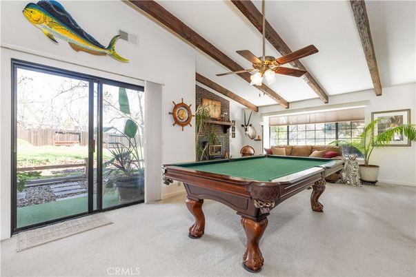 Billiard Table, Game Room, Interior, Wooden Beams
