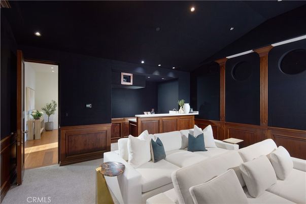 Interior, Recessed Lighting, Theatre Room, Wood Texture Flooring