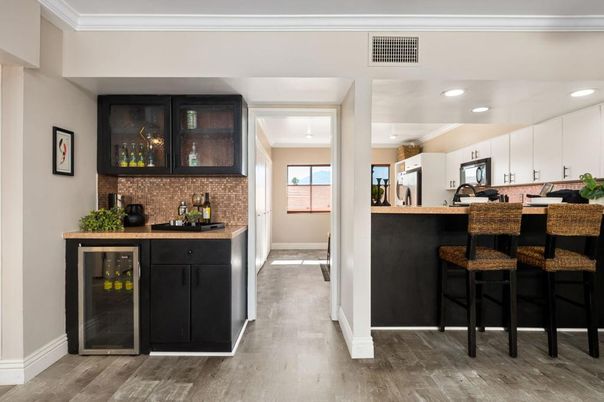 Interior, Kitchen, Recessed Lighting, Wood Texture Flooring