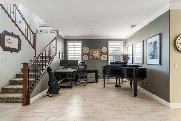 Home Office, Interior, Piano, Wood Texture Flooring