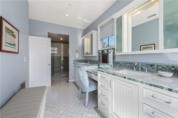 Bathroom, Glass Shower, Interior, Recessed Lighting, Tile Countertops