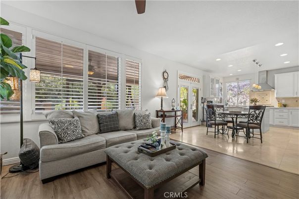 Dining room, Interior, Kitchen, Living room, Recessed Lighting, Wood Texture Flooring
