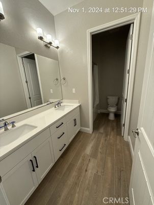 Bathroom, Dual Sink Vanities, Interior, Wood Texture Flooring