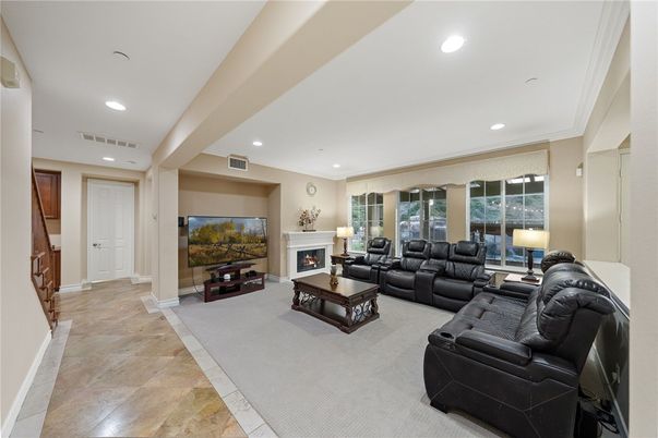 Fireplace, Interior, Living room, Recessed Lighting