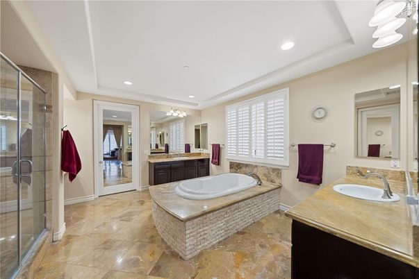 Bathroom, Dual Sink Vanities, Glass Shower, Interior, Recessed Lighting