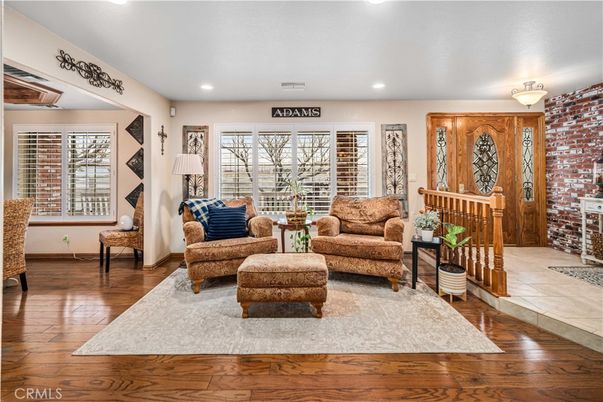 Interior, Living room, Recessed Lighting, Stone Walls, Wood Texture Flooring