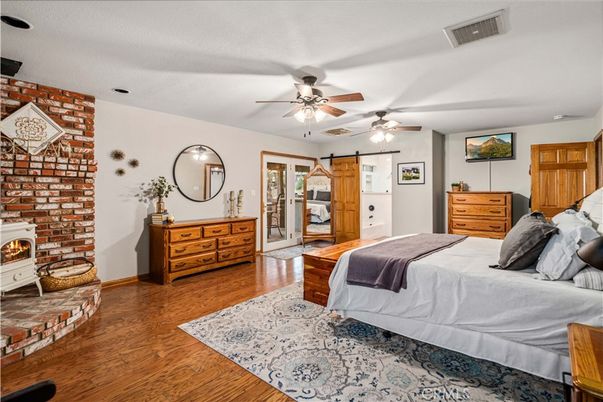 Bedroom, Interior, Stone Walls, Wood Texture Flooring