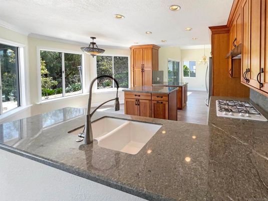 Interior, Kitchen, Pendant Lights, Recessed Lighting, Wood Texture Flooring