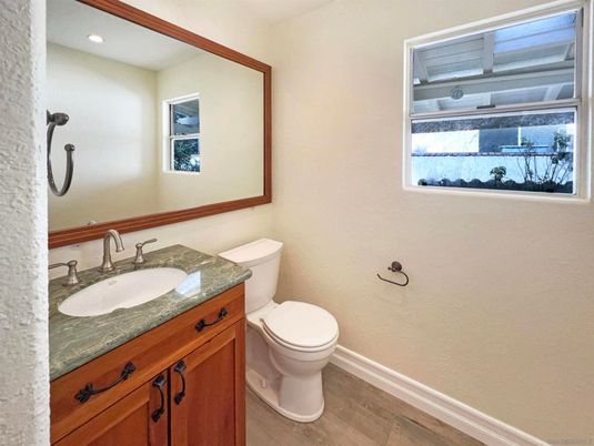 Bathroom, Interior, Recessed Lighting, Wood Texture Flooring