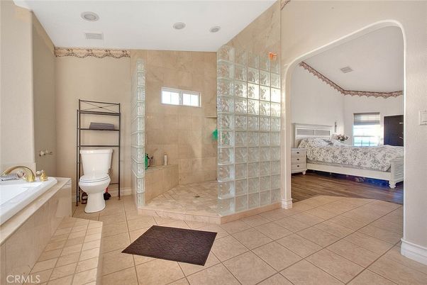 Bathroom, Bedroom, Glass Shower, Interior, Wood Texture Flooring