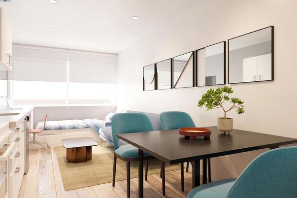 Dining room, Interior, Living room, Recessed Lighting, Wood Texture Flooring