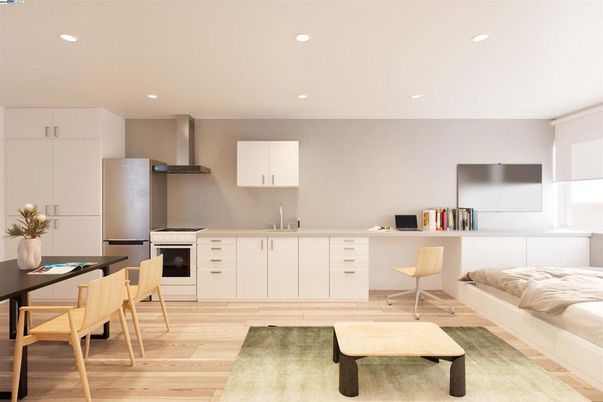 Home Office, Interior, Kitchen, Recessed Lighting, Stainless Steel Appliances, Wood Texture Flooring