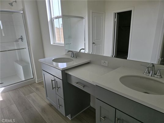Bathroom, Dual Sink Vanities, Interior, Wood Texture Flooring