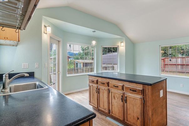 Interior, Kitchen, Pendant Lights, Wood Texture Flooring