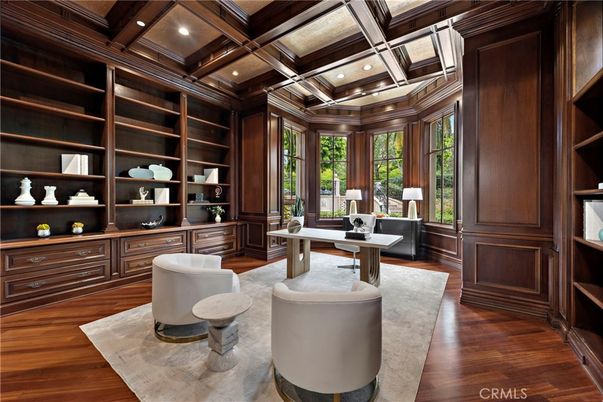 Home Office, Interior, Recessed Lighting, Wooden Beams, Wooden Ceilings, Wood Texture Flooring, Wooden Walls