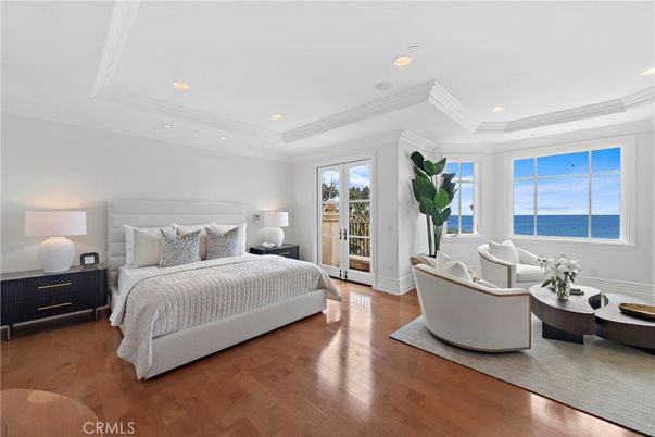 Bedroom, Interior, Recessed Lighting, Water, Wood Texture Flooring