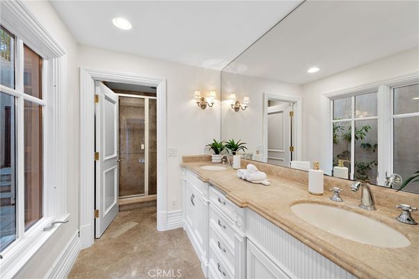 Bathroom, Dual Sink Vanities, Glass Shower, Interior, Recessed Lighting