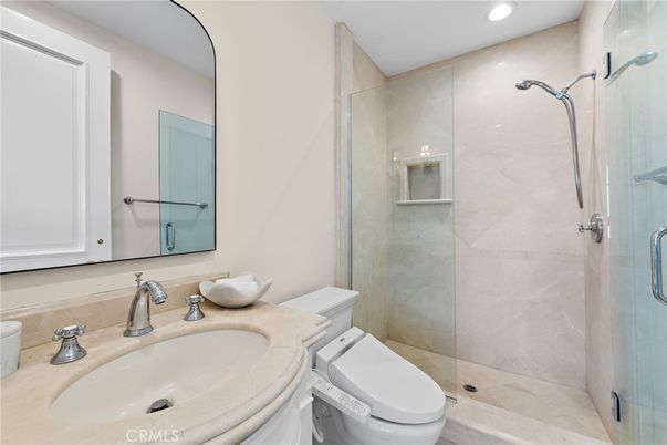 Bathroom, Glass Shower, Interior, Recessed Lighting