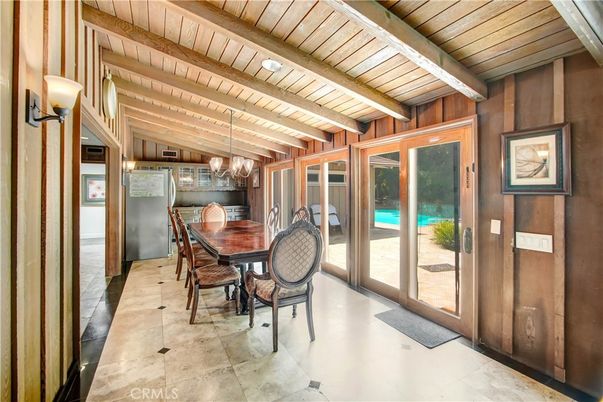 Chandelier, Dining room, Interior, Wooden Beams, Wooden Ceilings, Wooden Walls