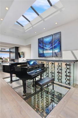 Glass Ceilings, Interior, Piano, Recessed Lighting, Wine Storage, Wood Texture Flooring