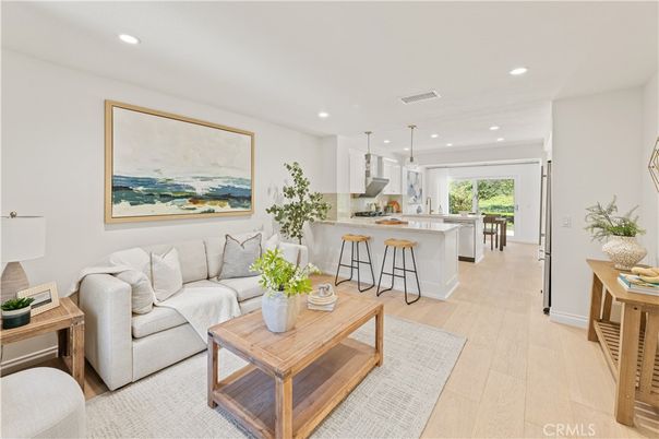 Interior, Kitchen, Living room, Pendant Lights, Recessed Lighting, Wood Texture Flooring