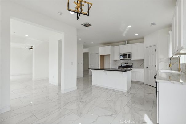 Interior, Kitchen, Marble, Recessed Lighting, Stainless Steel Appliances