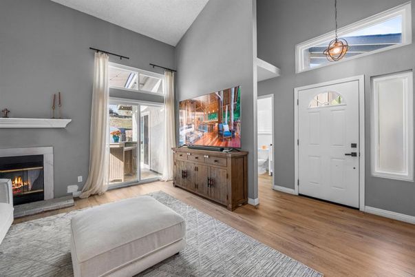 Fireplace, Interior, Pendant Lights, Wood Texture Flooring
