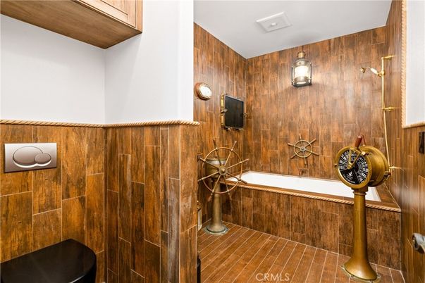 Bathroom, Interior, Wood Texture Flooring, Wooden Walls