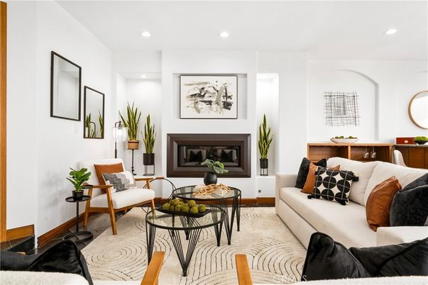 Fireplace, Interior, Living room, Recessed Lighting
