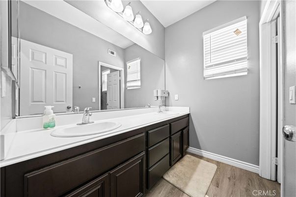 Bathroom, Dual Sink Vanities, Interior, Wood Texture Flooring