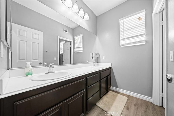 Bathroom, Dual Sink Vanities, Interior, Wood Texture Flooring