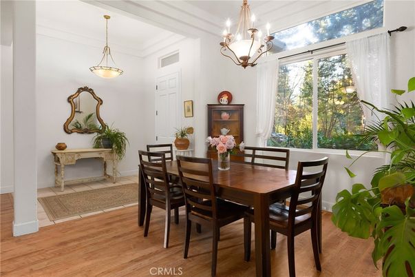 Chandelier, Dining room, Interior, Pendant Lights, Wood Texture Flooring