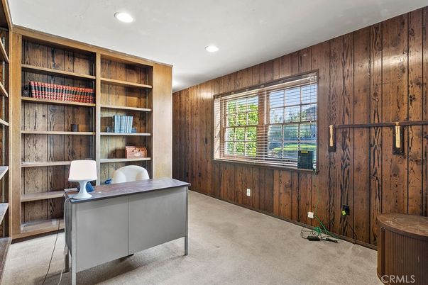 Home Office, Interior, Recessed Lighting, Wooden Walls