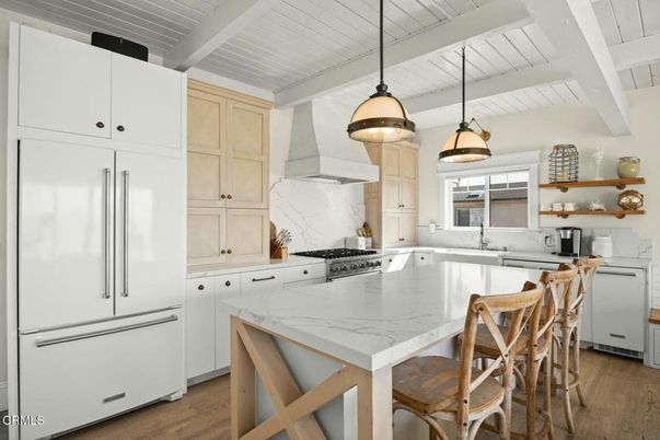 Interior, Kitchen, Pendant Lights, Stainless Steel Appliances, Wood Texture Flooring