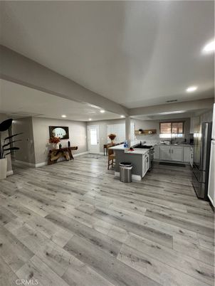 Dining room, Interior, Kitchen, Recessed Lighting, Wood Texture Flooring