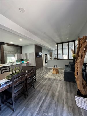 Dining room, Interior, Kitchen, Living room, Recessed Lighting, Wood Texture Flooring