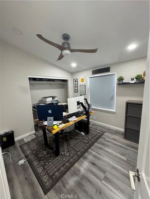 Home Office, Interior, Recessed Lighting, Wood Texture Flooring