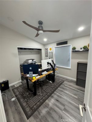 Home Office, Interior, Recessed Lighting, Wood Texture Flooring