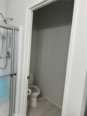 Bathroom, Glass Shower, Interior, Wood Texture Flooring