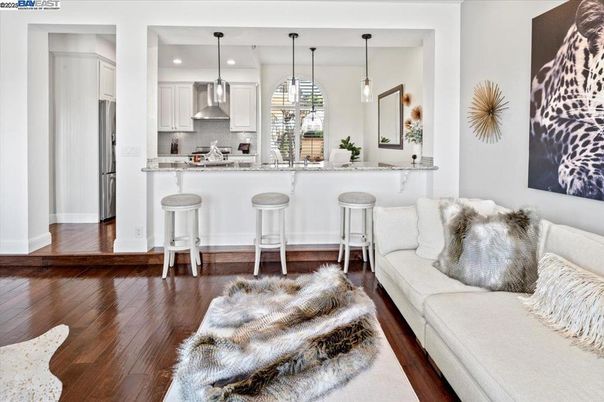Interior, Kitchen, Living room, Pendant Lights, Recessed Lighting, Stainless Steel Appliances, Wood Texture Flooring