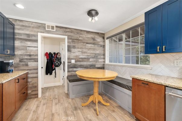 Interior, Kitchen, Recessed Lighting, Wood Texture Flooring, Wooden Walls