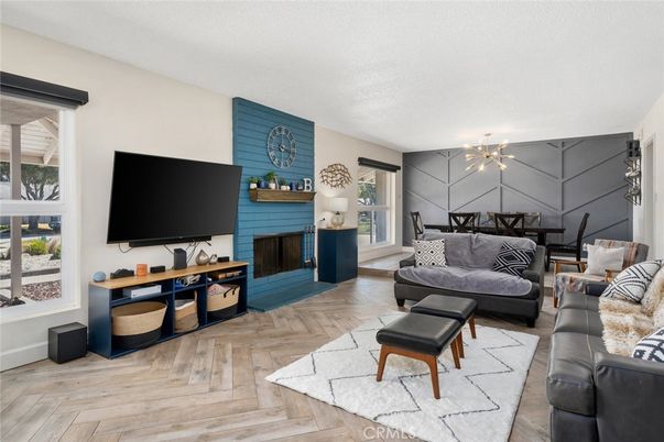 Dining room, Fireplace, Interior, Living room, Wood Texture Flooring