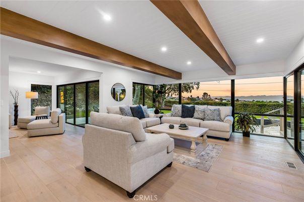 Interior, Living room, Recessed Lighting, Wooden Beams, Wood Texture Flooring