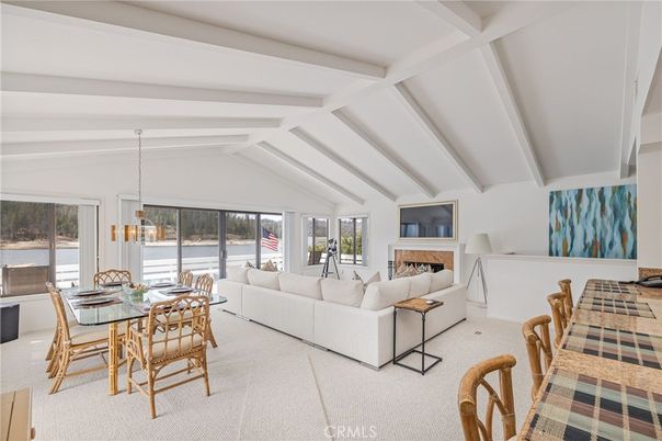 Dining room, Fireplace, Interior, Living room, Pendant Lights