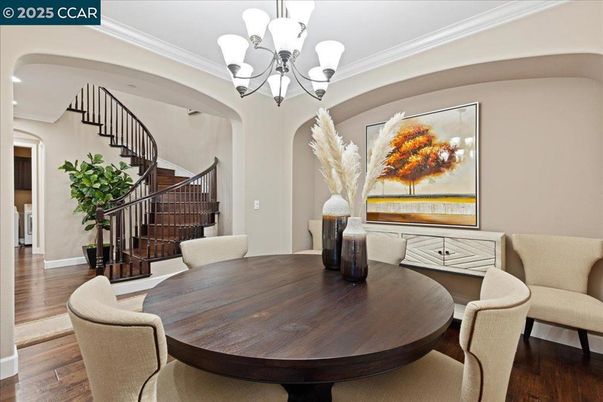 Chandelier, Dining room, Interior, Wood Texture Flooring