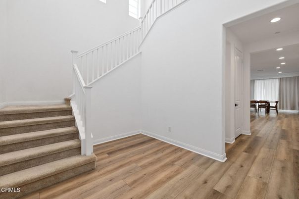 Dining room, Interior, Recessed Lighting, Wood Texture Flooring
