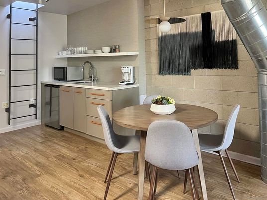 Dining room, Interior, Kitchen, Stone Walls, Wood Texture Flooring