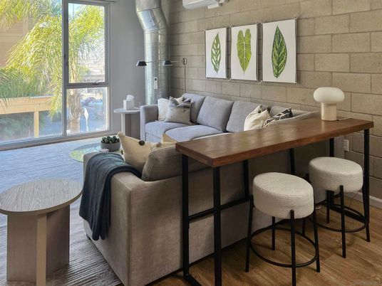 Interior, Living room, Stone Walls, Wood Texture Flooring