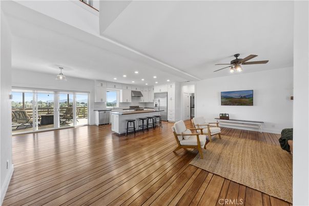 Dining room, Interior, Kitchen, Recessed Lighting, Stainless Steel Appliances, Wood Texture Flooring